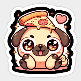 Pizza Cute Pug Dog Lover Sticker